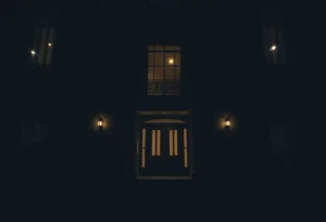 A tense and dark atmosphere of a luxurious townhouse related to a disturbing kidnapping case.