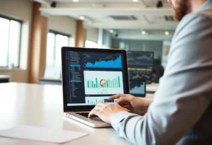 Marketer using data analytics for digital marketing strategy