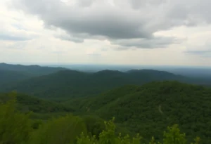 Scenic landscape of Tennessee showing effects of earthquake tremors