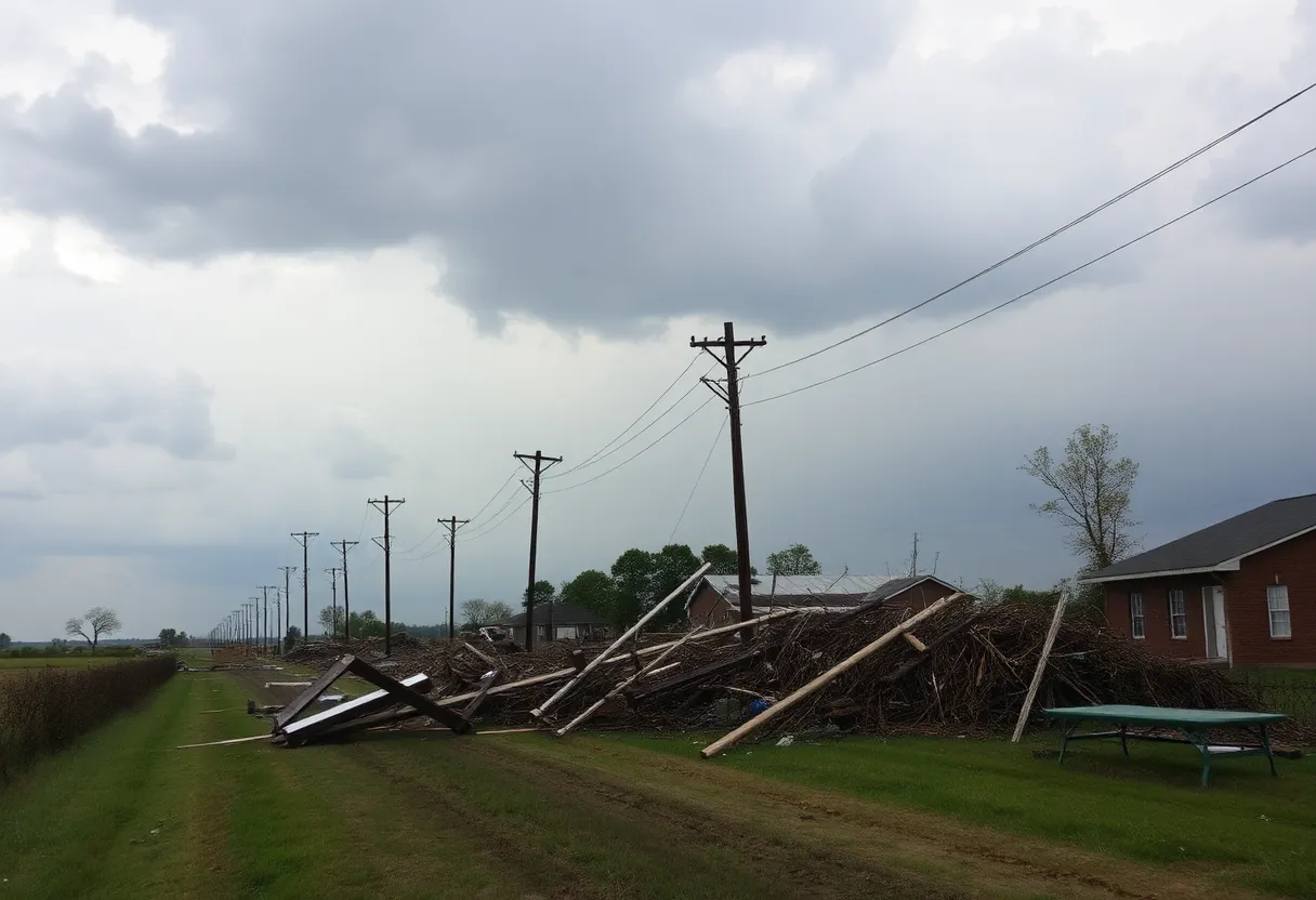 Destruction caused by EF-1 tornado in Floyd, New Mexico