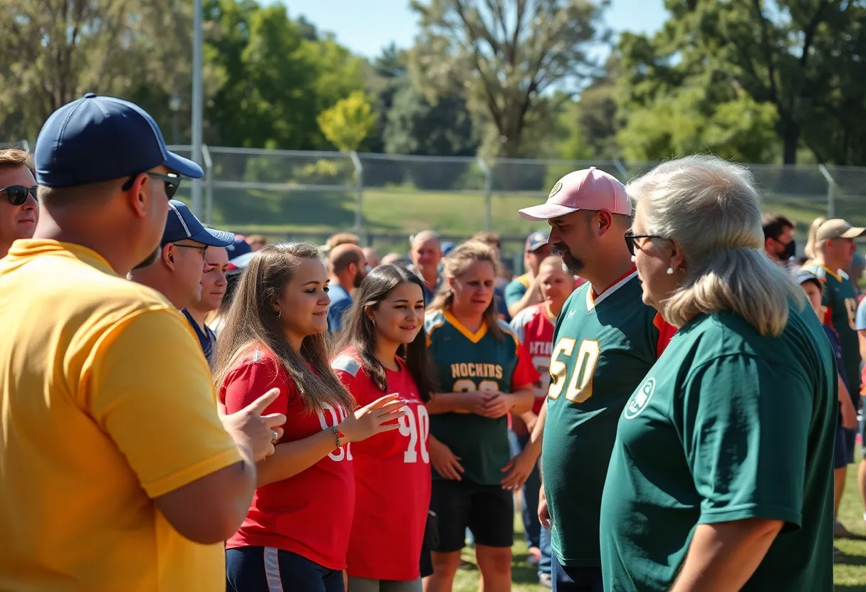Fans engaging in a football community event for the Gamecocks in Rock Hill