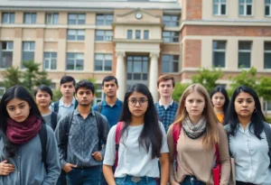 International students displaying concern and anxiety on campus
