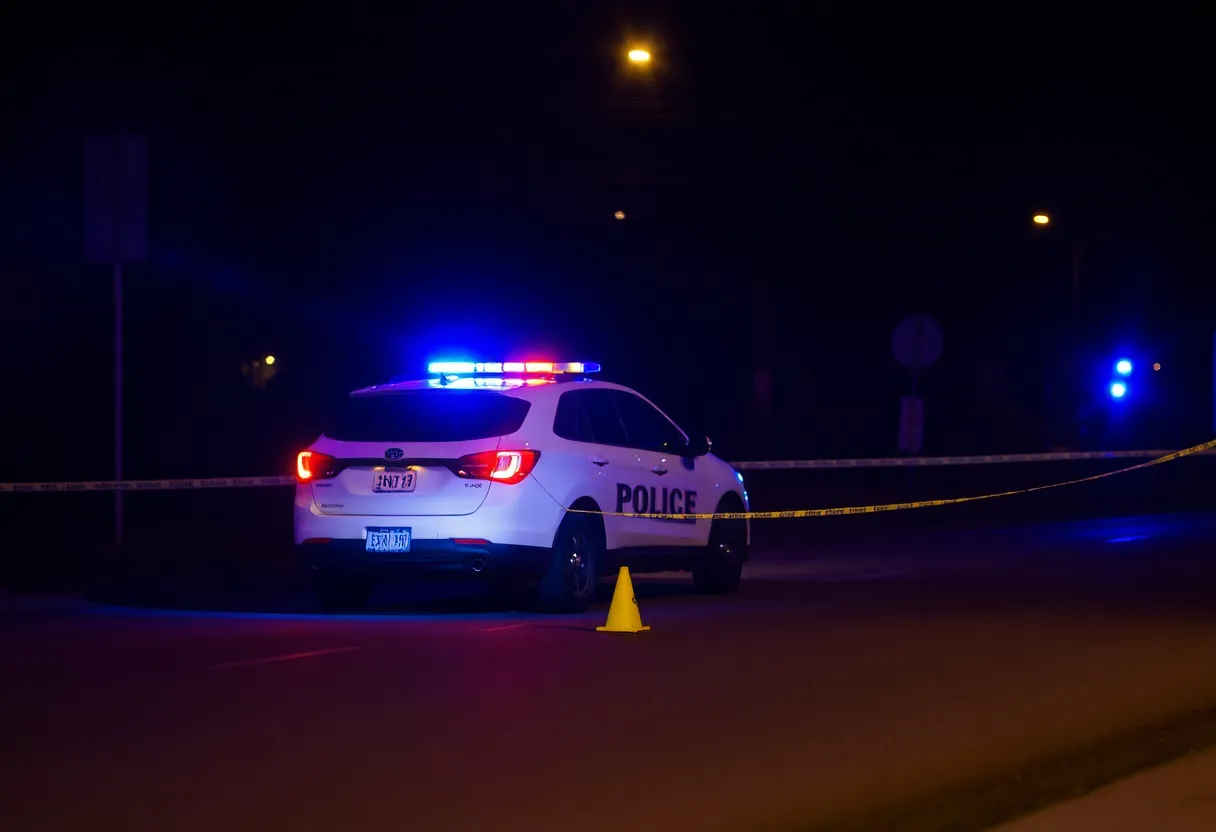 Police investigation at night on Riverside Road