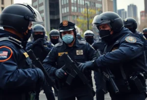 Police conducting a drug bust operation