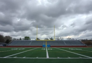Empty football field at Lugoff-Elgin High School