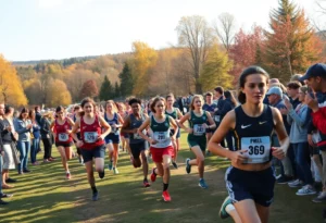 NC State cross country runners in action during a race.