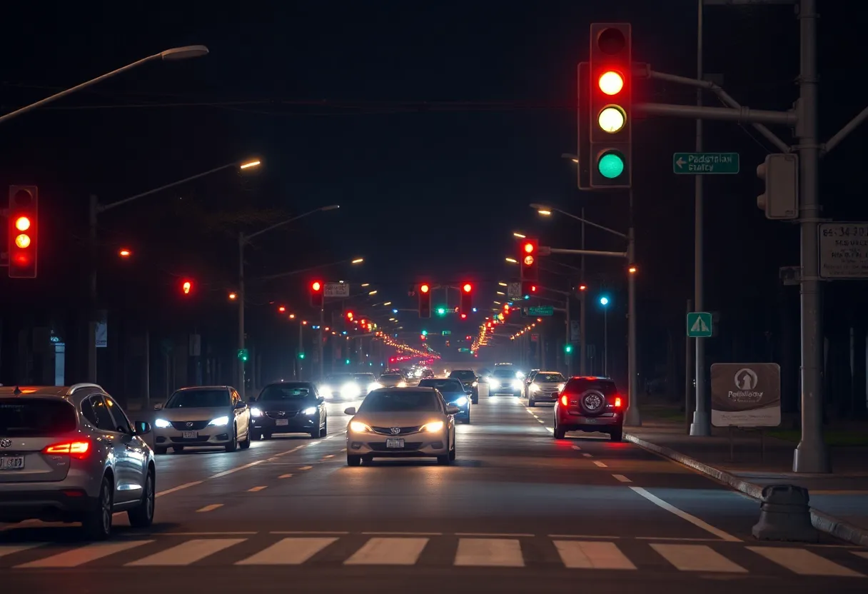 Traffic on a busy city road highlighting pedestrian safety concerns