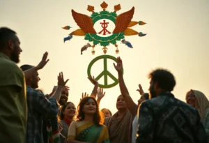 Gathering of diverse communities symbolizing unity and peace