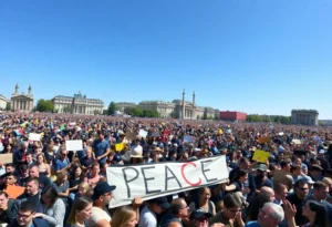 Crowd gathered for Pope Leo XIV's address at the Vatican