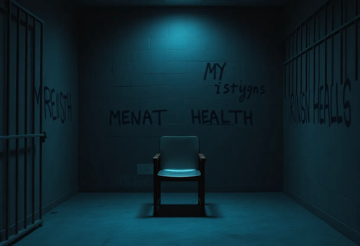 Interior of a prison cell illustrating solitude and mental health issues.