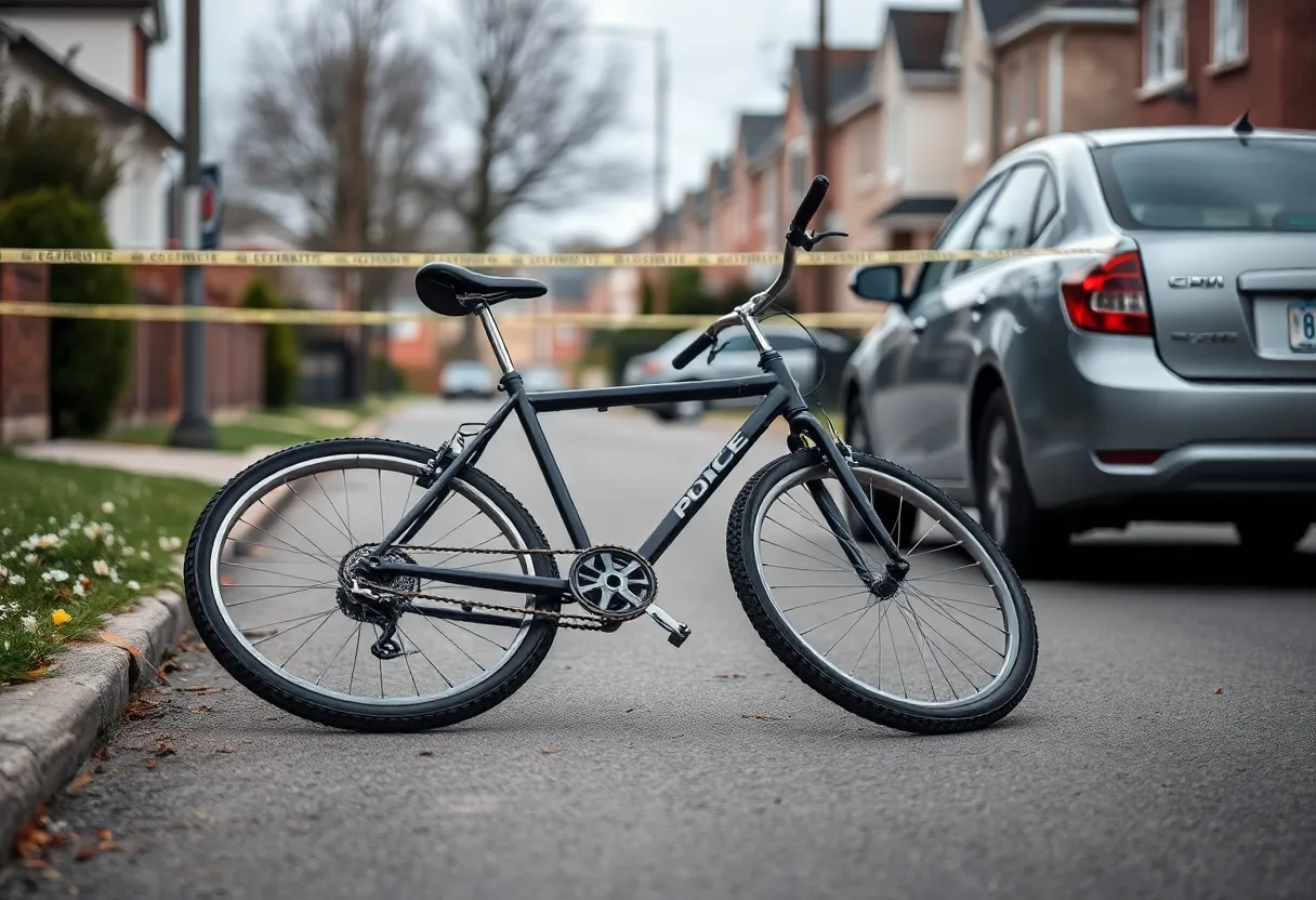 Empty suburban street with police tape, representing a crime scene.