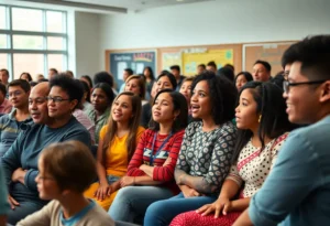 Community members gather to discuss education leadership issues