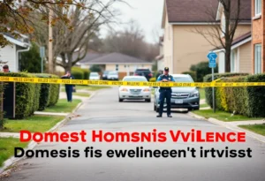 Police investigation at a residential area highlighting domestic violence issues