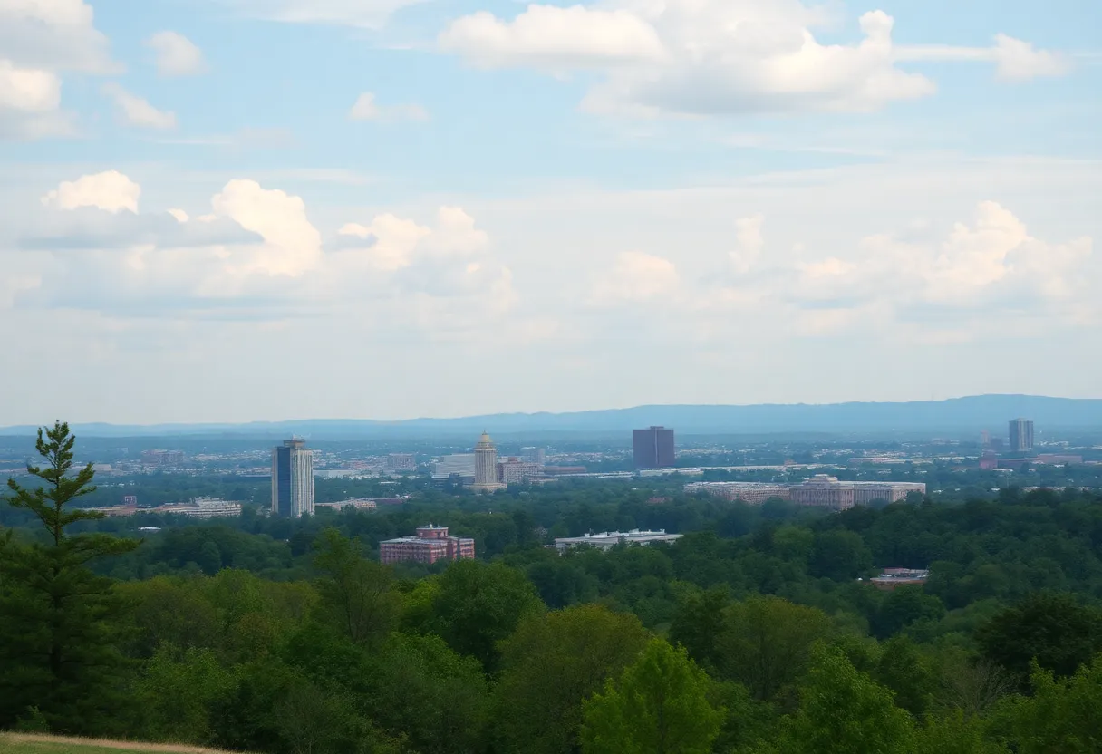 View of Rock Hill, South Carolina, highlighting its geological features.