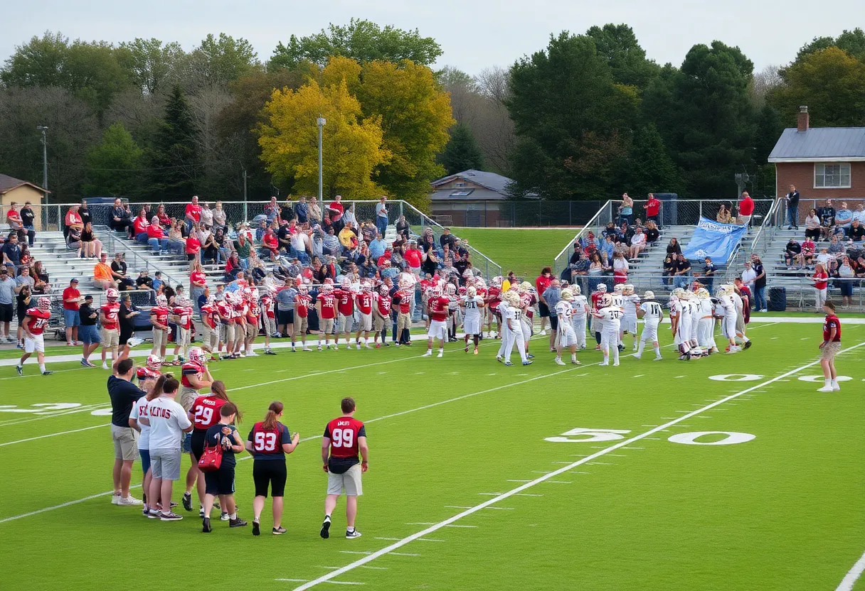 Fans supporting Rock Hill football team during a game