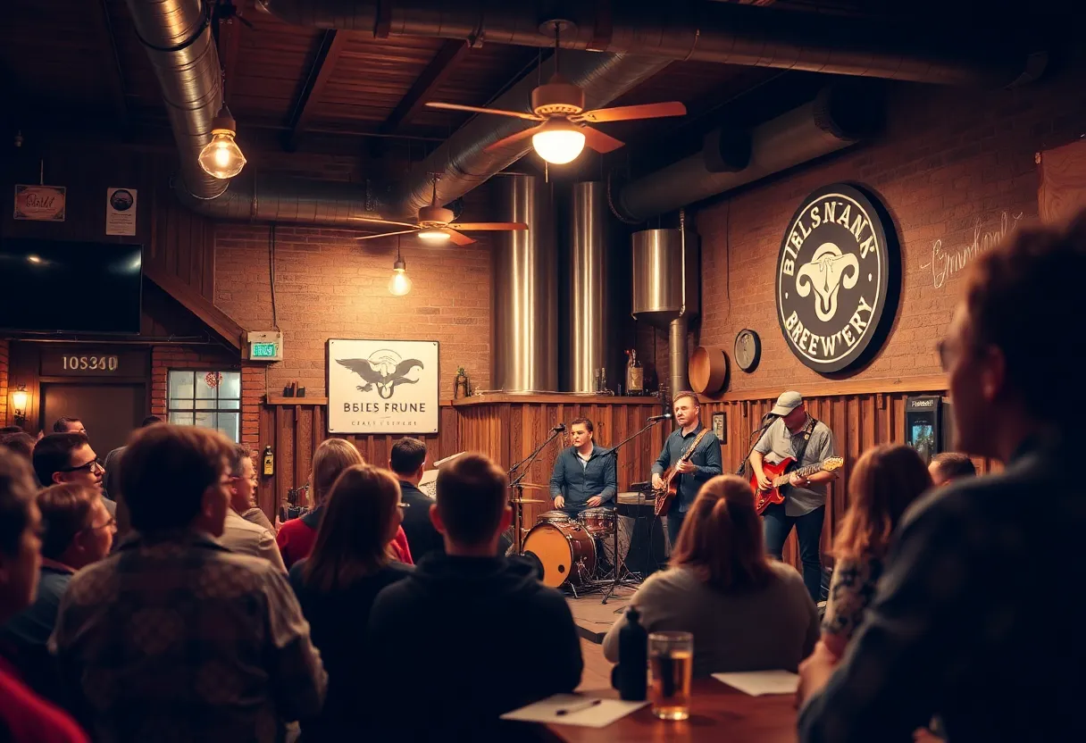 Band performing at a brewery to raise awareness for melanoma.