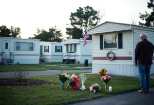 A memorial setup in a trailer park in Rock Hill, South Carolina