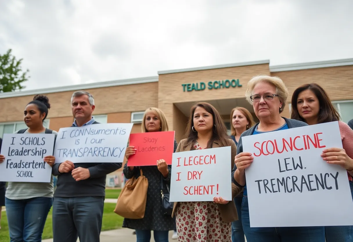 Parents and educators advocating for transparency in school leadership