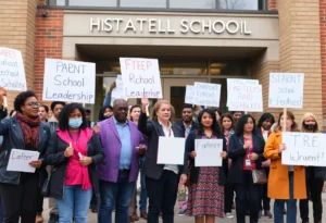 Parents and teachers protesting at Rock Hill School District