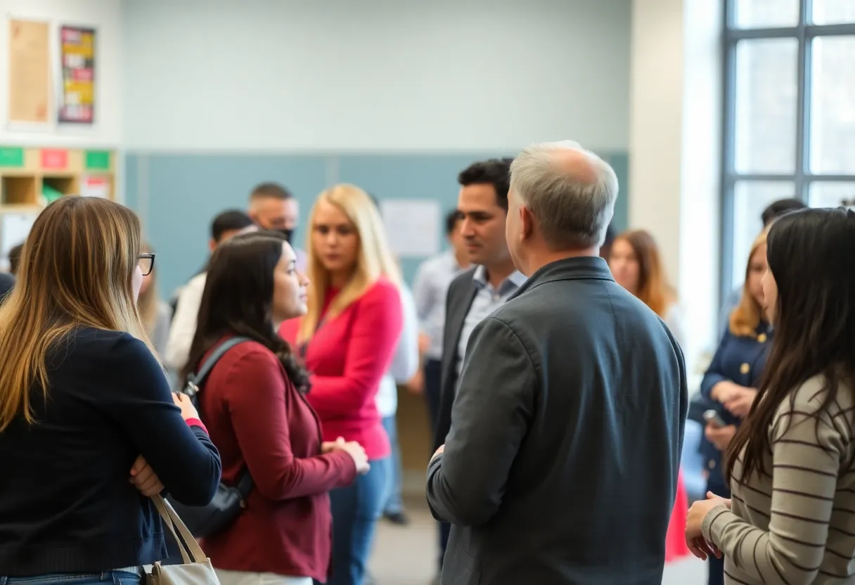 Community members engaging with superintendent candidates at Rock Hill Schools.