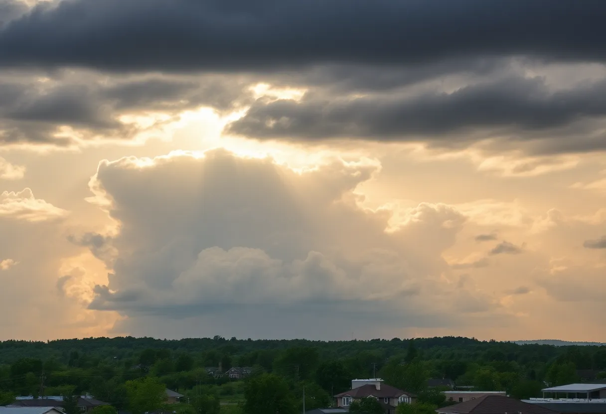 Weather changes in Rock Hill, SC with sunny skies and storm clouds