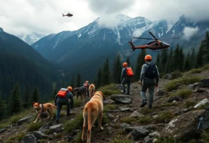 A multi-agency search operation in rugged mountains for an escaped prisoner.