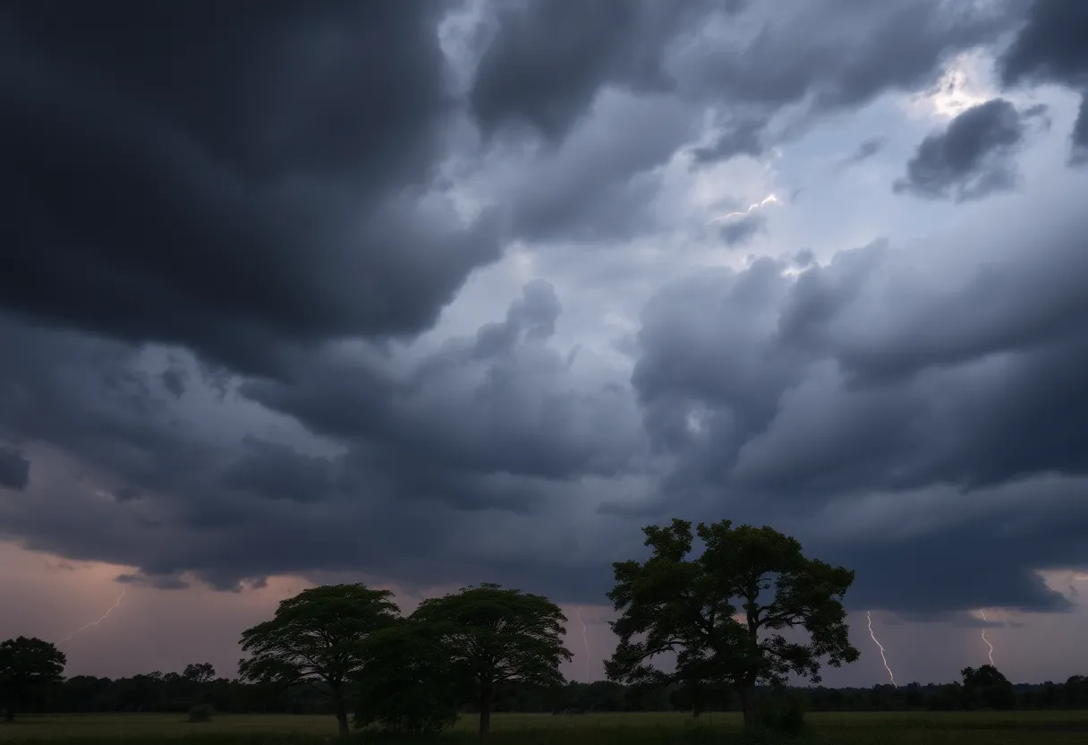 Dark storm clouds and lightning above Chester County