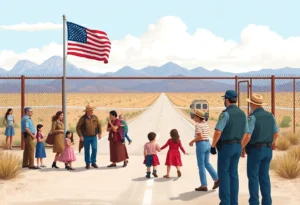 Families crossing the U.S.-Mexico border