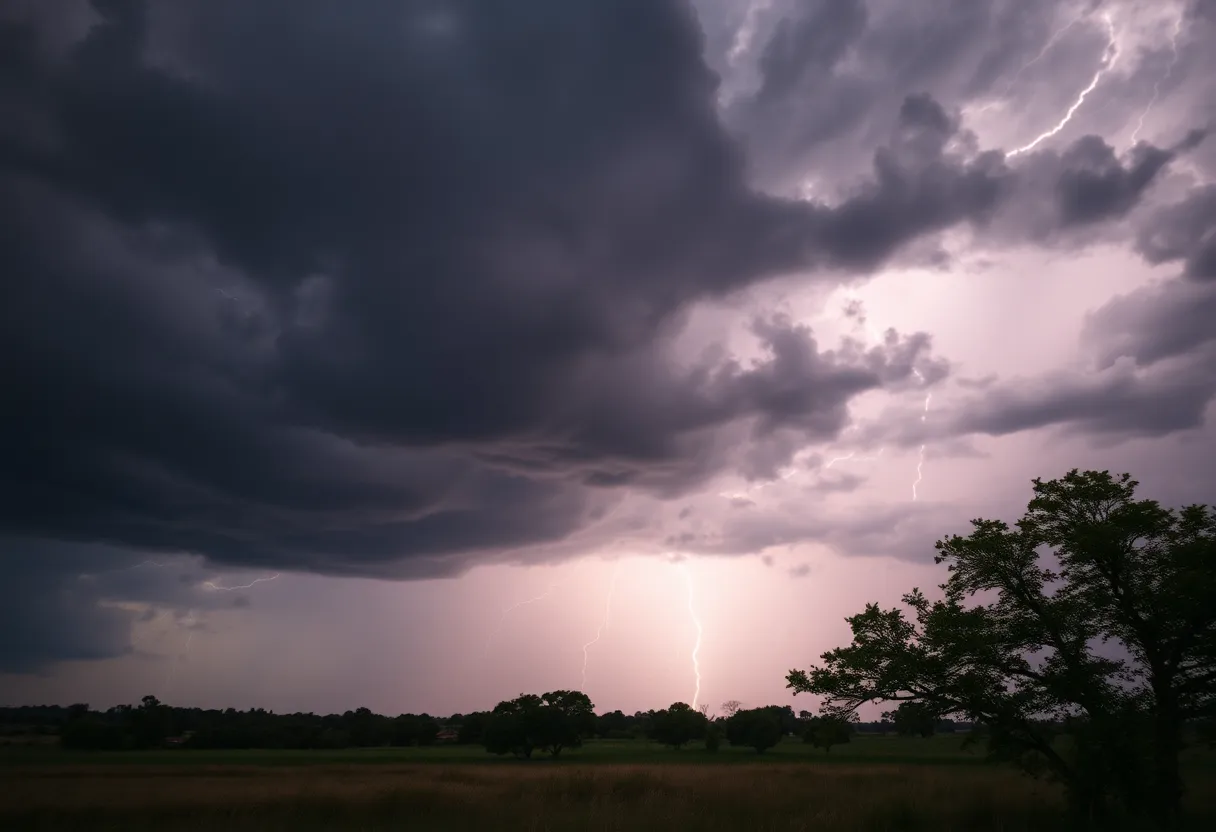 Severe thunderstorm approaching South Carolina