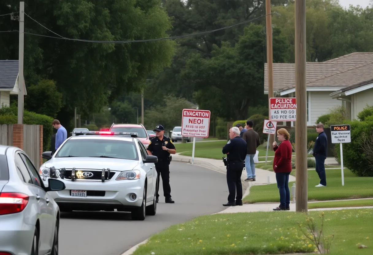 Evacuated neighborhood in Twentynine Palms with police presence