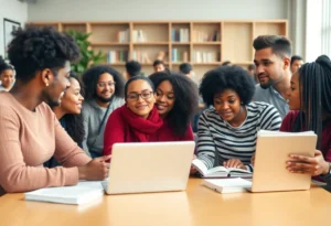 Students discussing racial discrimination in a university setting