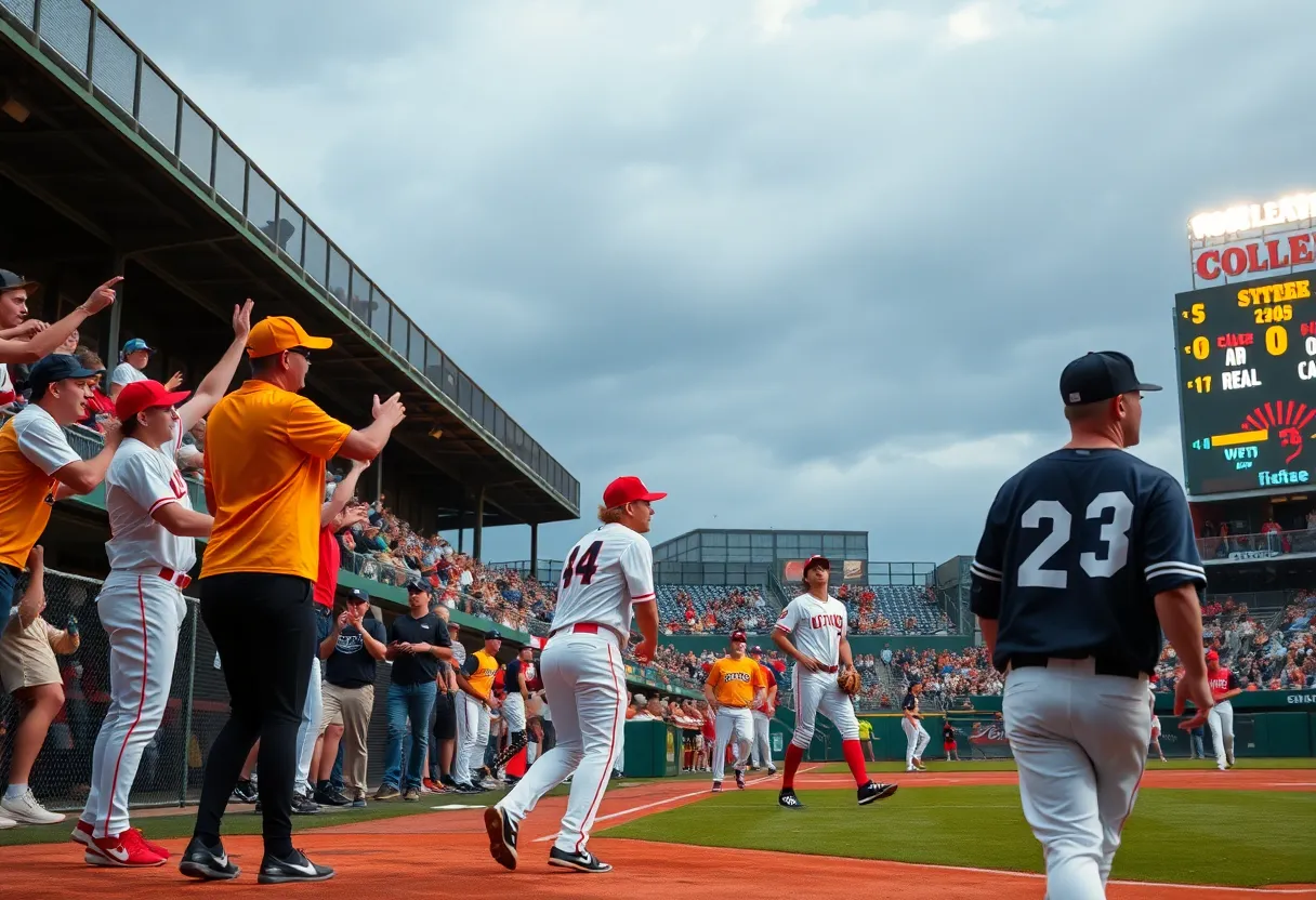 Winthrop University Eagles baseball players in action during a game