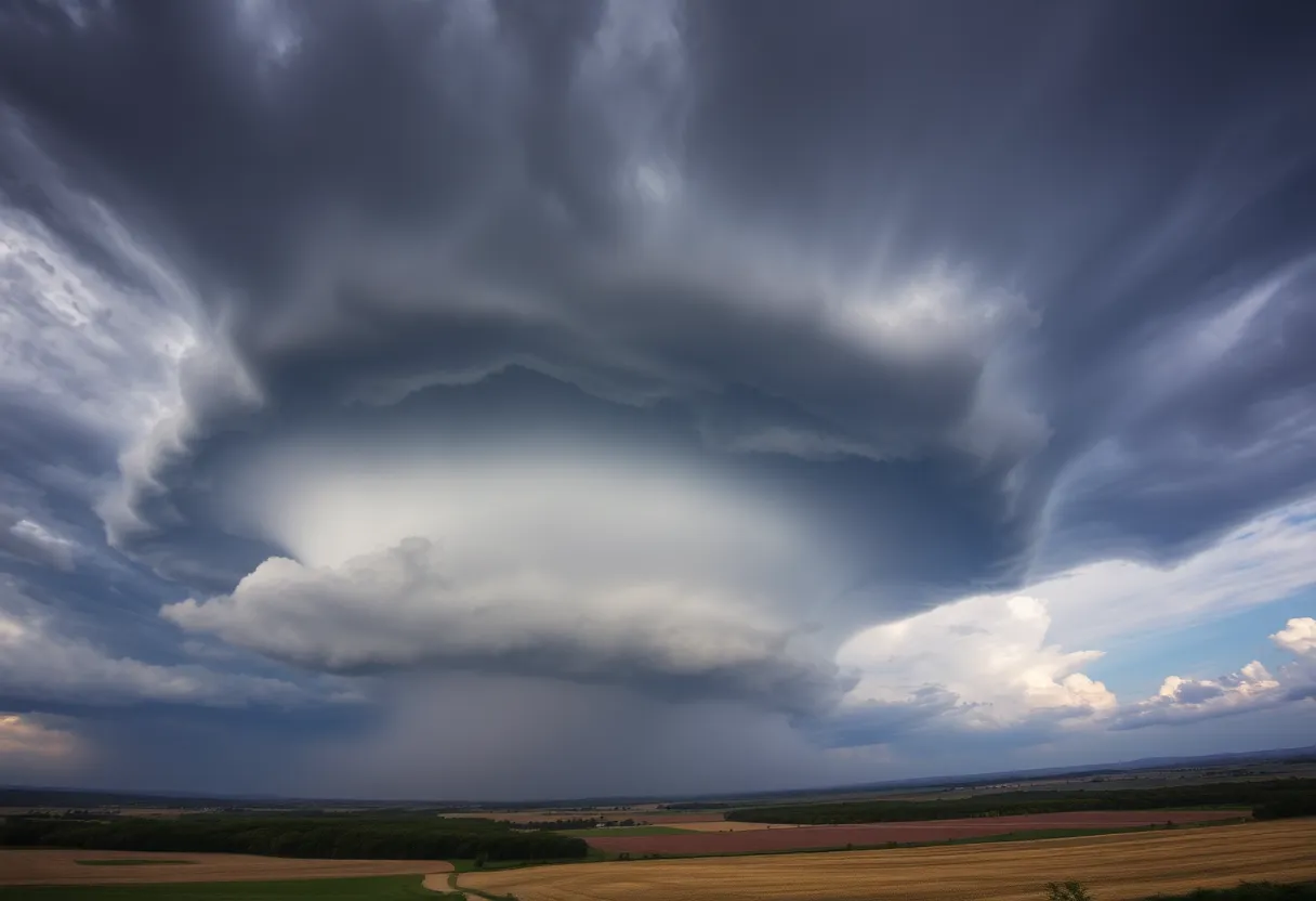 Thunderstorm clouds forming over York County, resembling a mothership