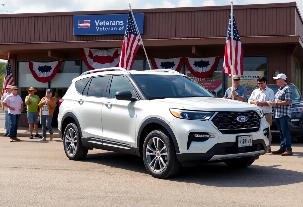Former Marine receives 2025 Toyota Cross during award ceremony.