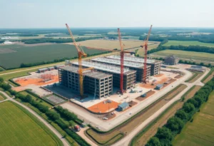Aerial view of AESC battery factory site