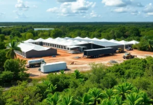 Construction site of the Alligator Alcatraz detention center in Florida