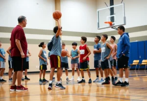 Kentucky basketball coaches watching players at the NBPA Top 100 Camp