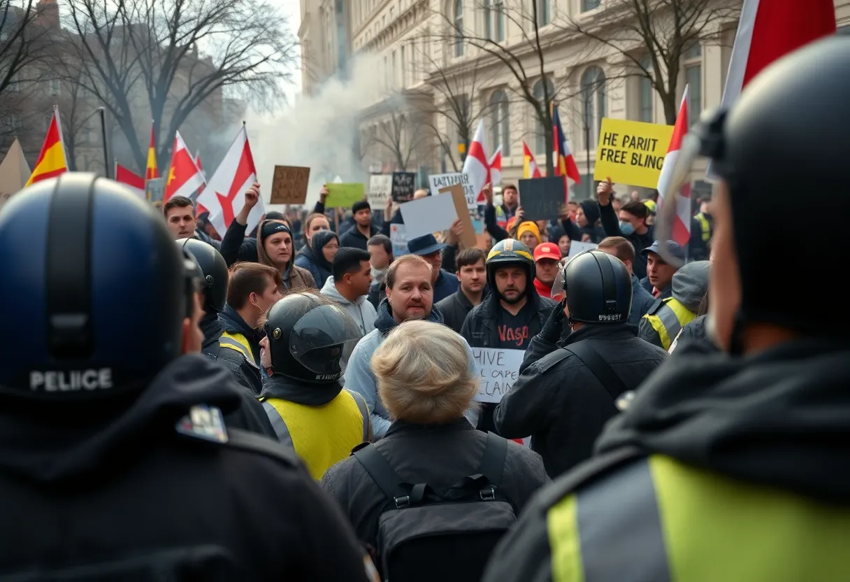 Scene of a rally in Boulder with emergency responders attending to injured individuals.