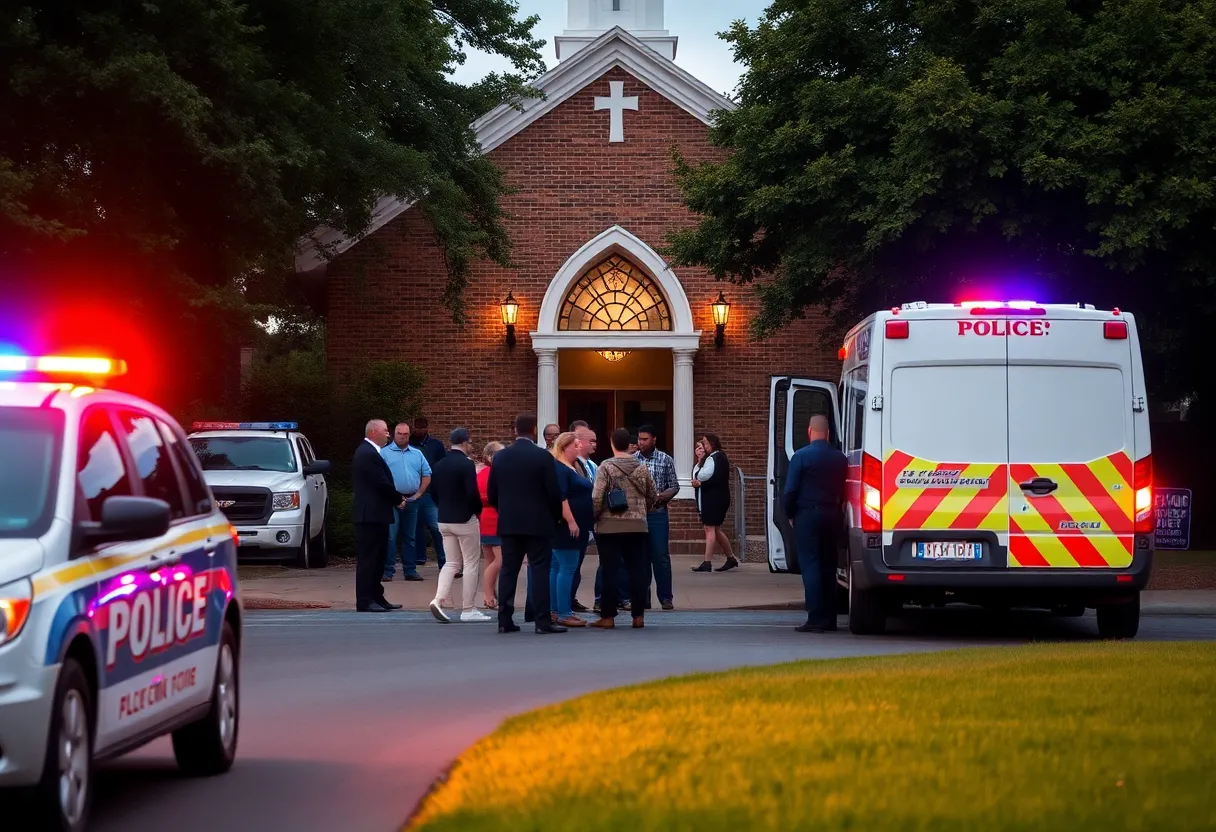 Police responding to a shooting incident outside a church.