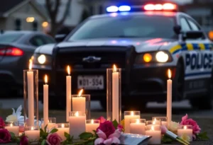 Community members holding candles in a vigil for Larisha Thompson, raising awareness about rising crime.