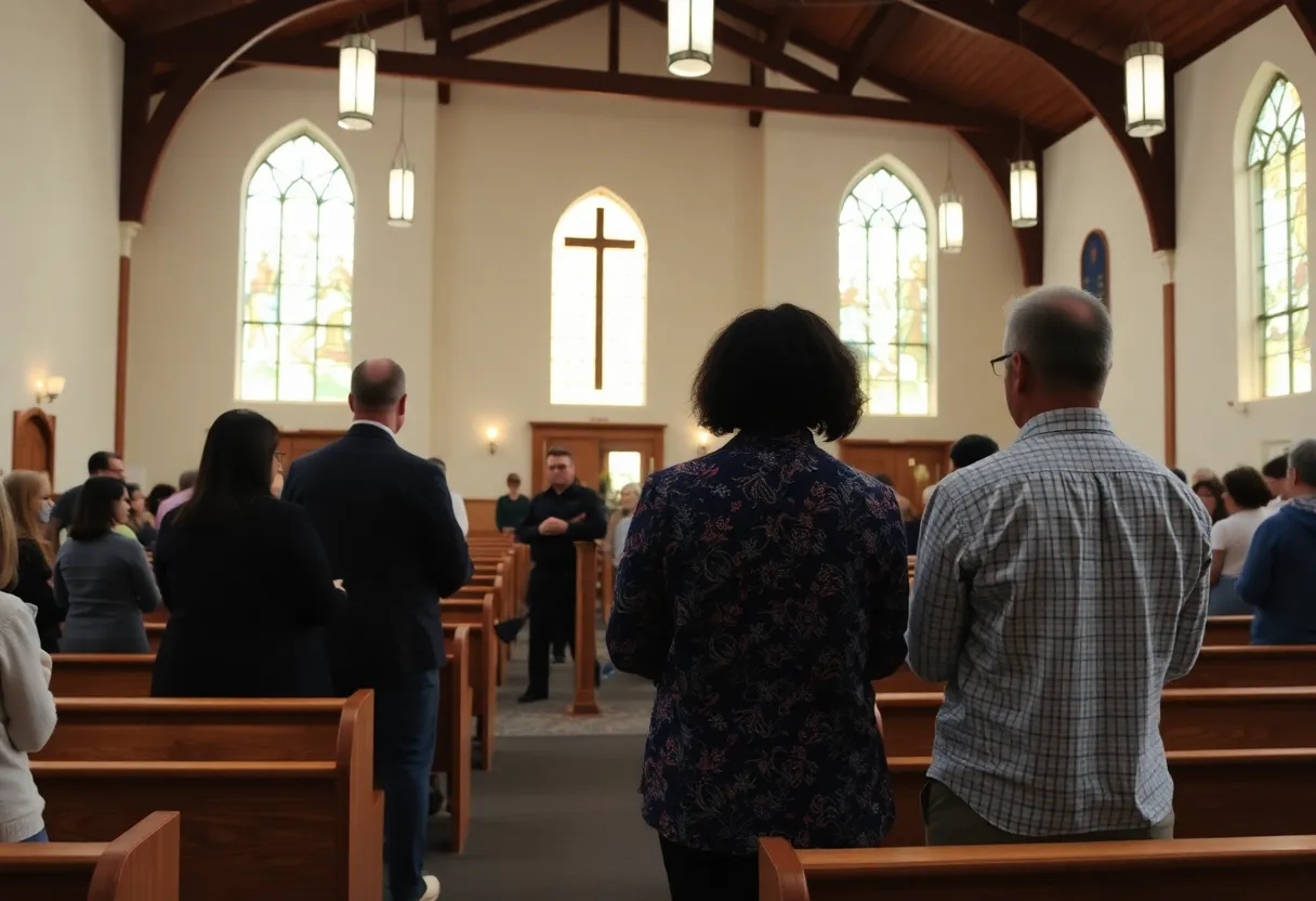 Community gathering in front of CrossPointe Community Church