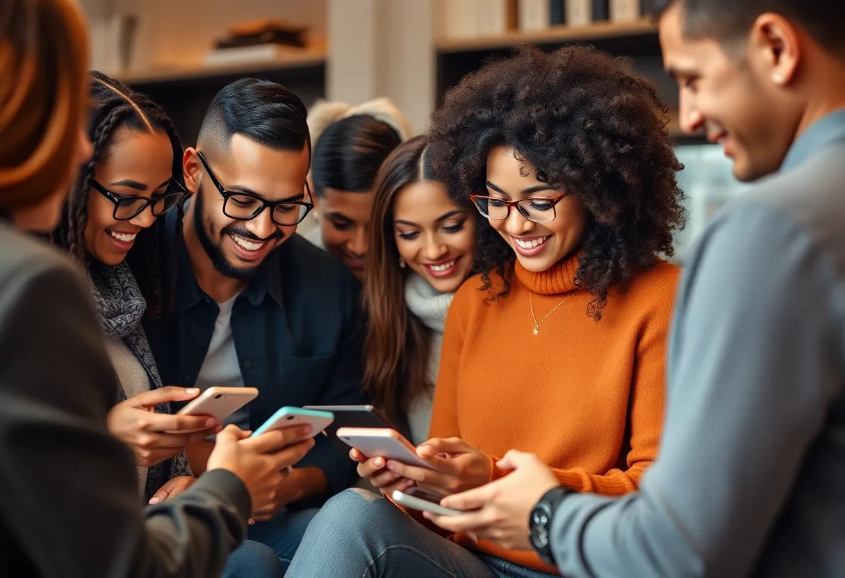 People engaging with a brand online through digital marketing methods.