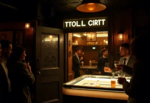 Interior of Elisie’s Speakeasy with patrons enjoying drinks