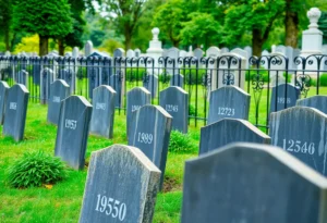 Fishing Creek Place Cemetery with slate headstones and decorative fence