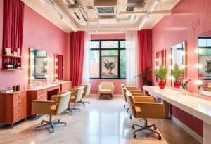 Stylish interior of an Instagrammable salon suite