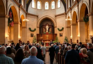 Community members celebrating Juneteenth at a historic church.