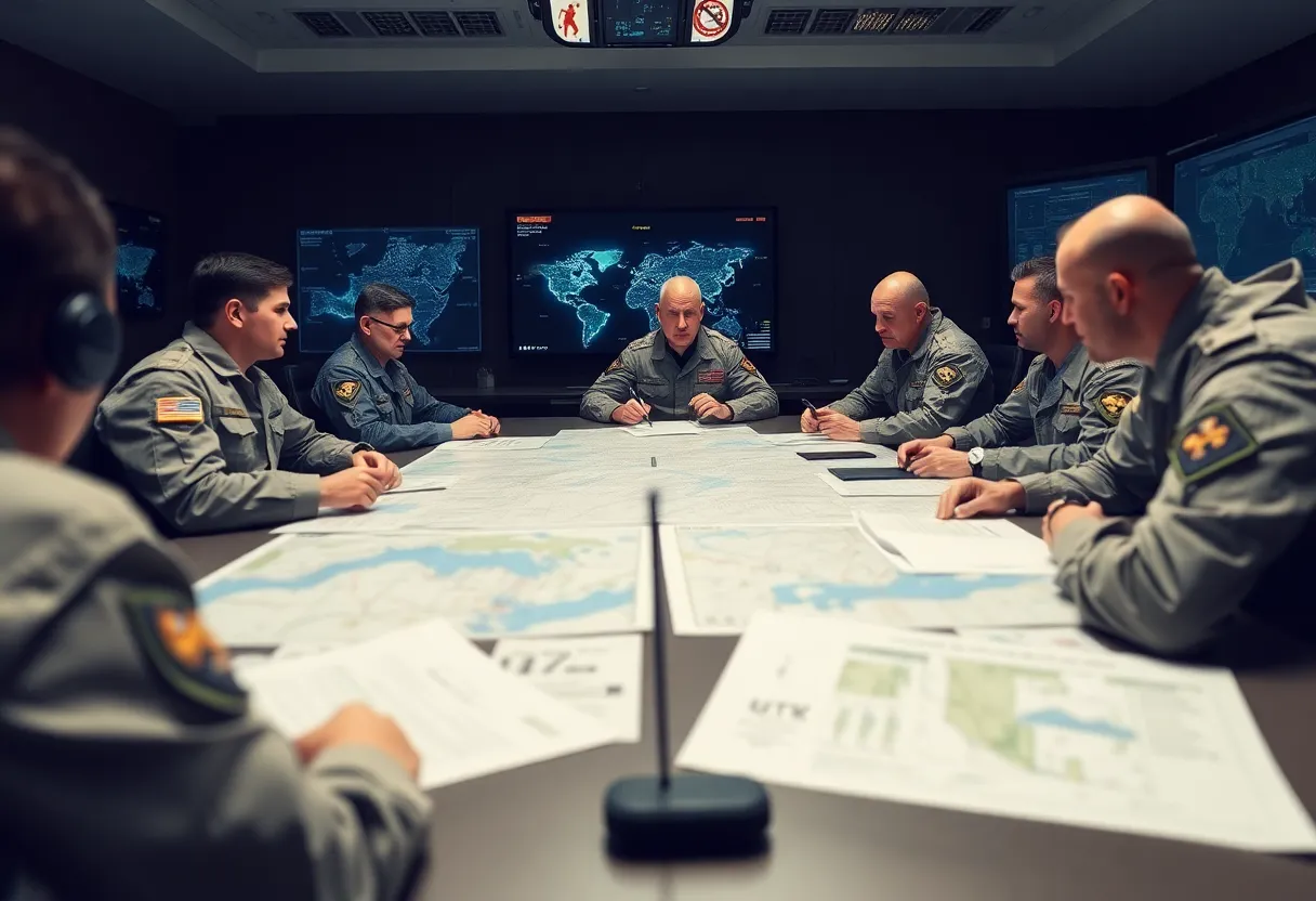 Military leadership discussion on cybersecurity strategies