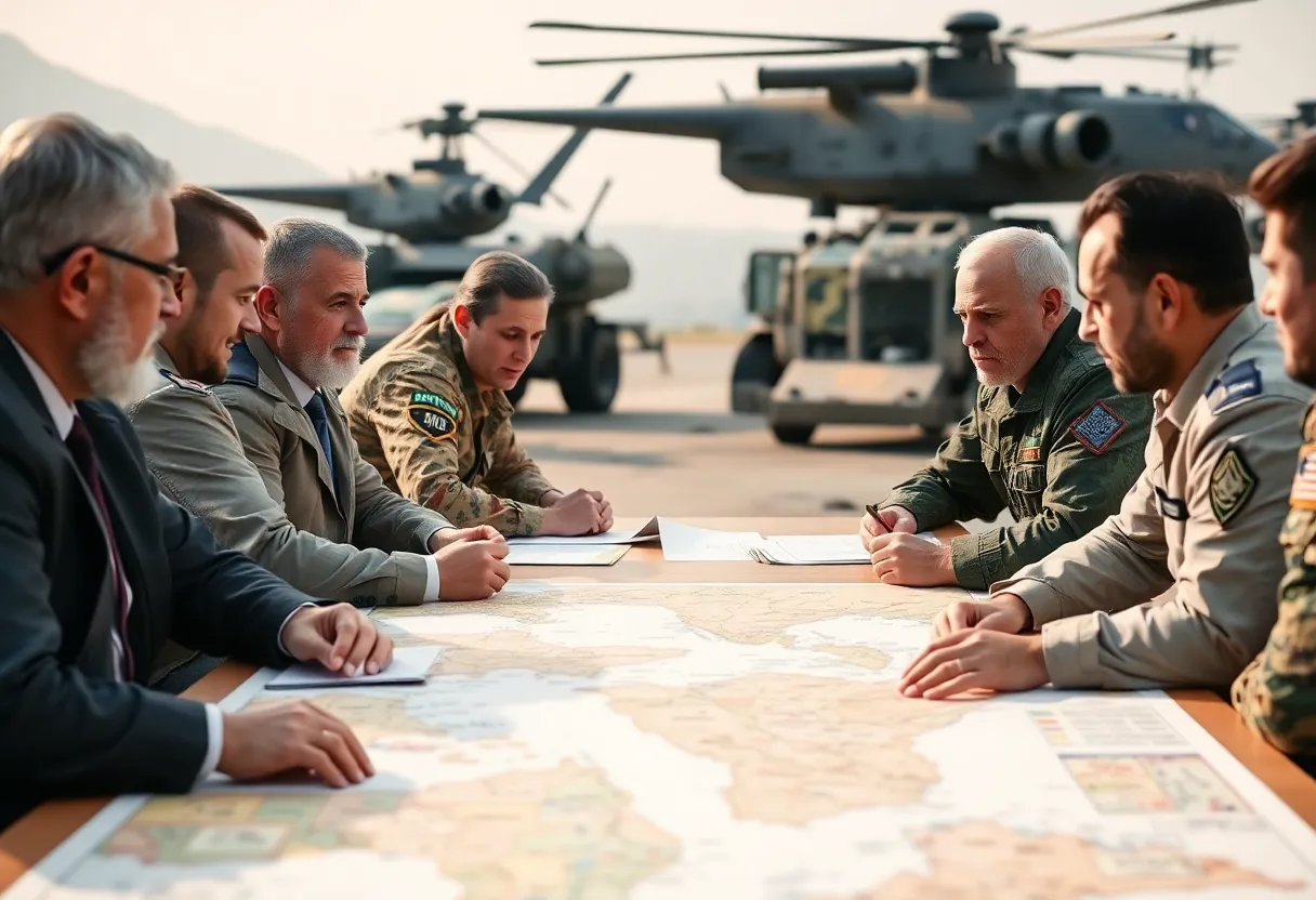 Leaders discussing military support strategies