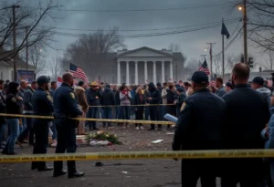 Crime scene in Minnesota surrounding political violence incident.