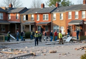 Emergency responders at the site of the Philadelphia explosion